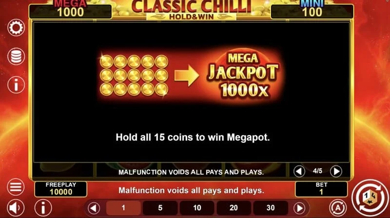 Classic Chilli Hold & Win - lepljivi znaki v krogu zadrževanja
