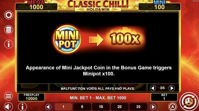 Classic Chilli Hold & Win - začetek kroga Hold & Win