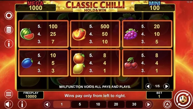 Classic Chilli Hold & Win - bonus kovanci na polju